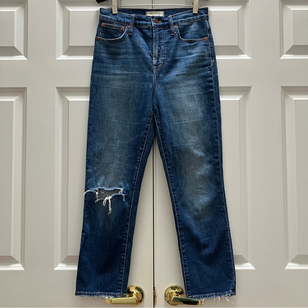 Madewell The Perfect Vintage Crop Jean Bellbrook Comfort Stretch Distressed 26